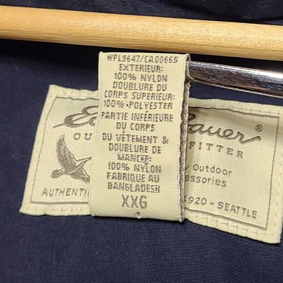 Vintage Eddie Bauer Womens XXL Navy Blue Nylon Parka Jacket With Hood & Zipper - Picture 6 of 12